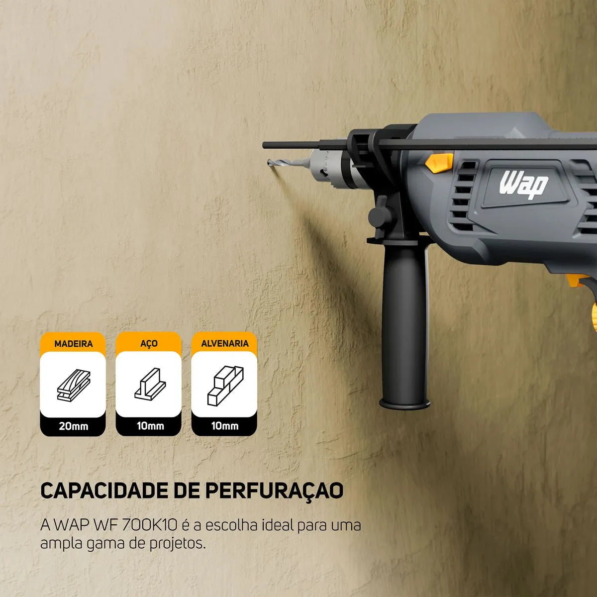 Parafusadeira e Furadeira de Impacto WAP WF 700K10 – Center Móveis e ...